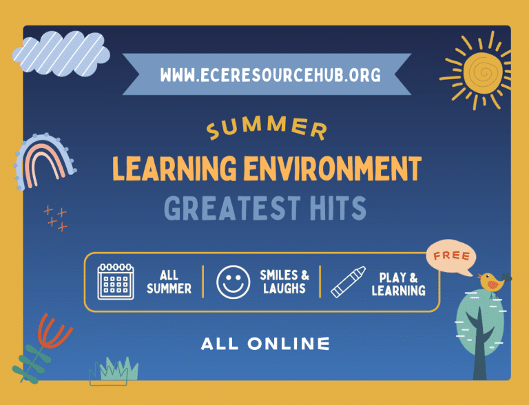 Decorative image with text that reads: Summer Learning Environment Greatest Hits.